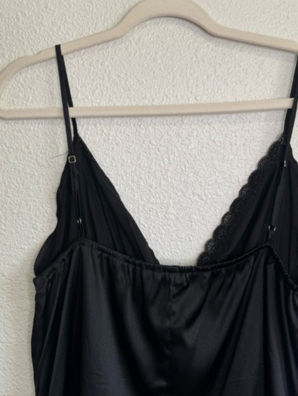 SilkSilky Black Mulberry Silk Lace Trim Camisole Babydoll Top XL Sleeveless - Picture 2 of 8